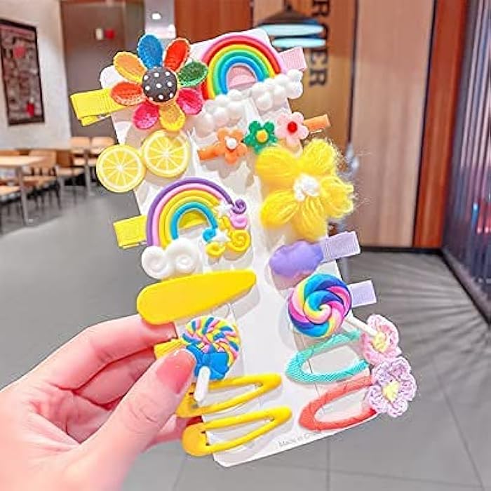 Niyokki Cute Hair Clips for Girls - Assorted Styles, Fruit Snap Barrettes Accessories (Yellow Rainbow) - Image 4